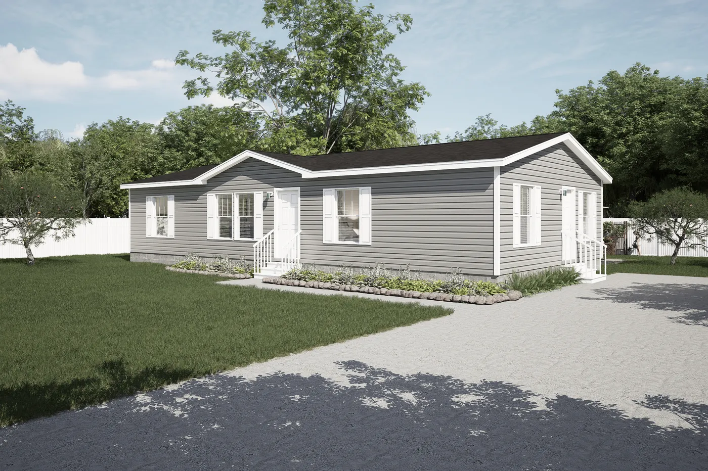 The 5228-MS067-1 EVANSVILLE Exterior. This Manufactured Mobile Home features 3 bedrooms and 2 baths.