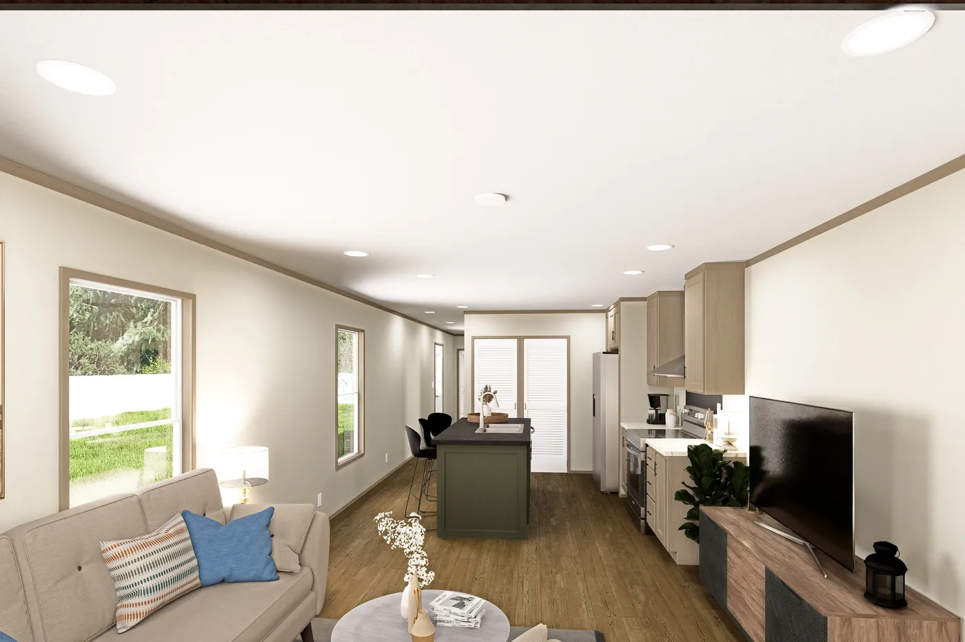 The CORTES Exterior. This Manufactured Mobile Home features 2 bedrooms and 2 baths.