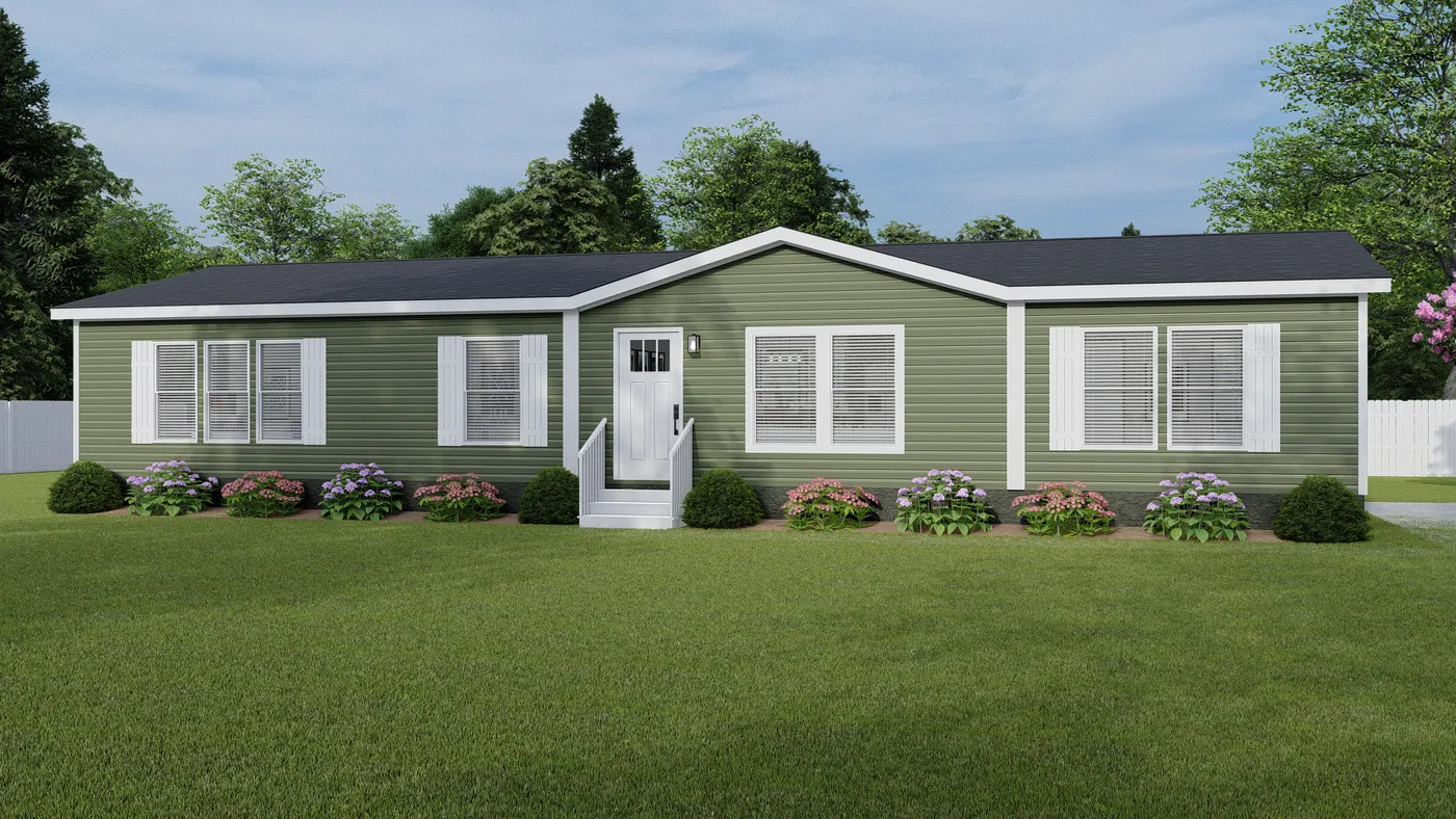 The LEWIS Exterior. This Manufactured Mobile Home features 3 bedrooms and 2 baths.