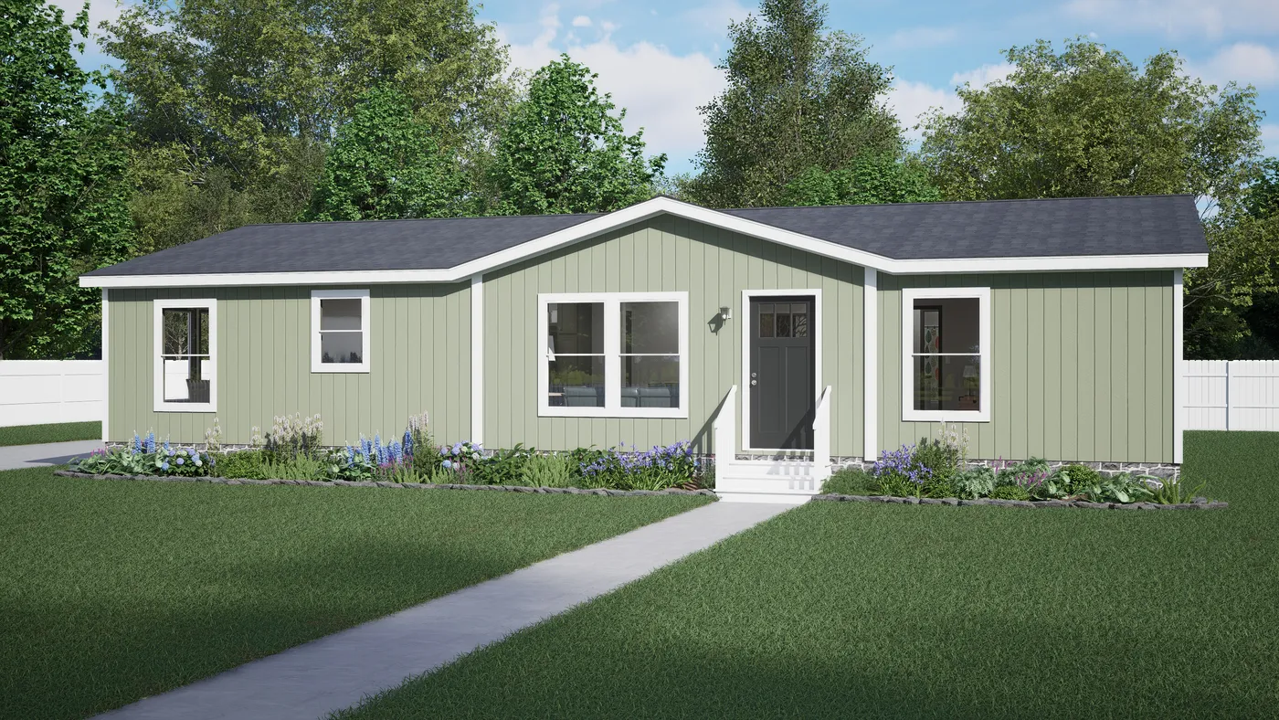 The FLOURISH Exterior. This Manufactured Mobile Home features 3 bedrooms and 2 baths.