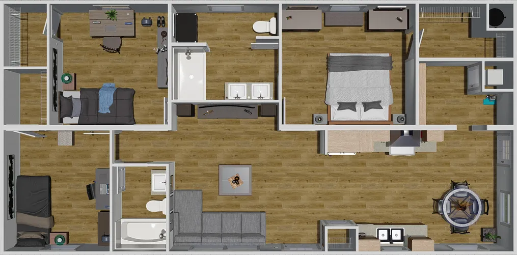 The CMH TEM2448-3A HERE COME T SUN Exterior. This Manufactured Mobile Home features 3 bedrooms and 2 baths.