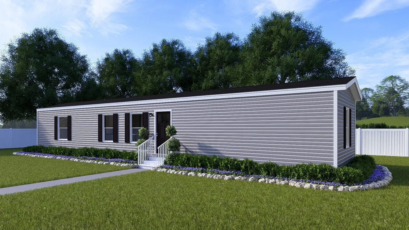 The INTUITION Exterior in Flint Vinyl. This Manufactured Mobile Home features 3 bedrooms and 2 baths.