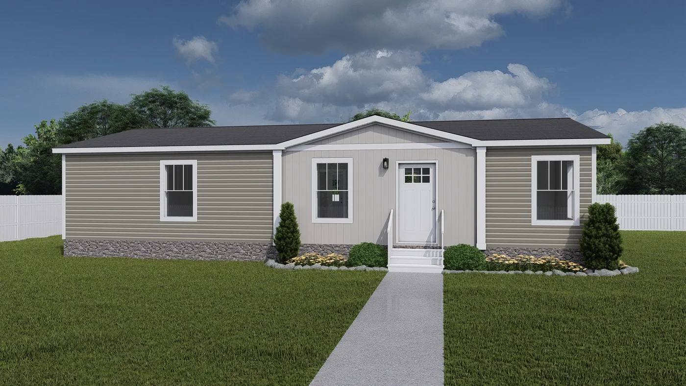 The UNDER PRESSURE Exterior. This Manufactured Mobile Home features 3 bedrooms and 2 baths.