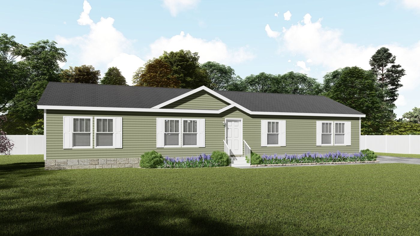 The FIELD POINT/6428-MS030-1 SECT Exterior. This Manufactured Mobile Home features 3 bedrooms and 2 baths.