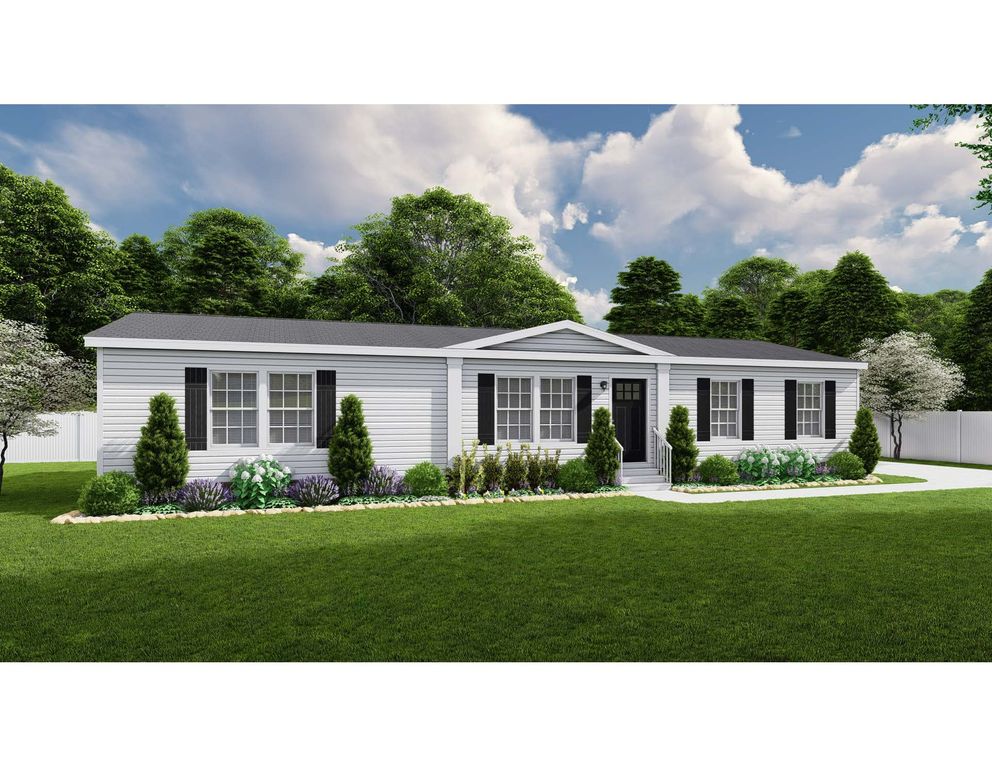 The 1558 JAMESTOWN Exterior. This Manufactured Home features 3 bedrooms and 2 baths.