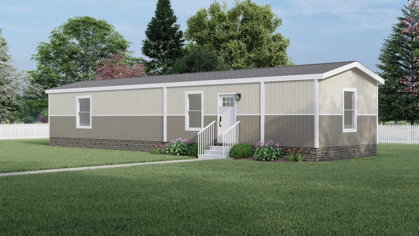 Southern Ranch - Stonehenge. The LEWIS Exterior. This Manufactured Mobile Home features 2 bedrooms and 2 baths.