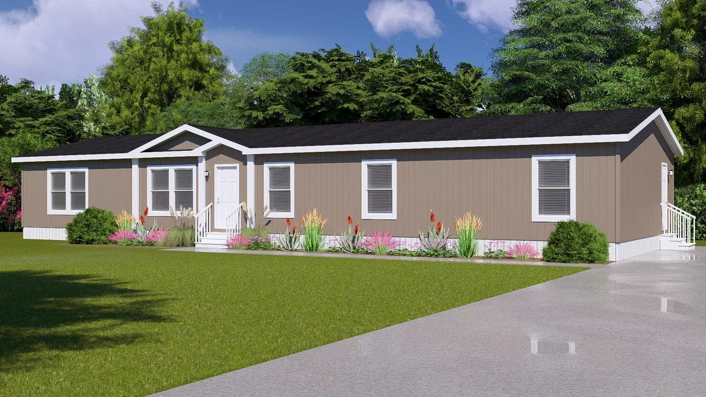 The ABSOLUTE VALUE Exterior. This Manufactured Mobile Home features 4 bedrooms and 2 baths.