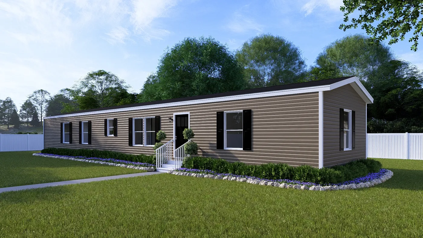 The GRAND Exterior in Clay Vinyl. This Manufactured Mobile Home features 3 bedrooms and 2 baths.