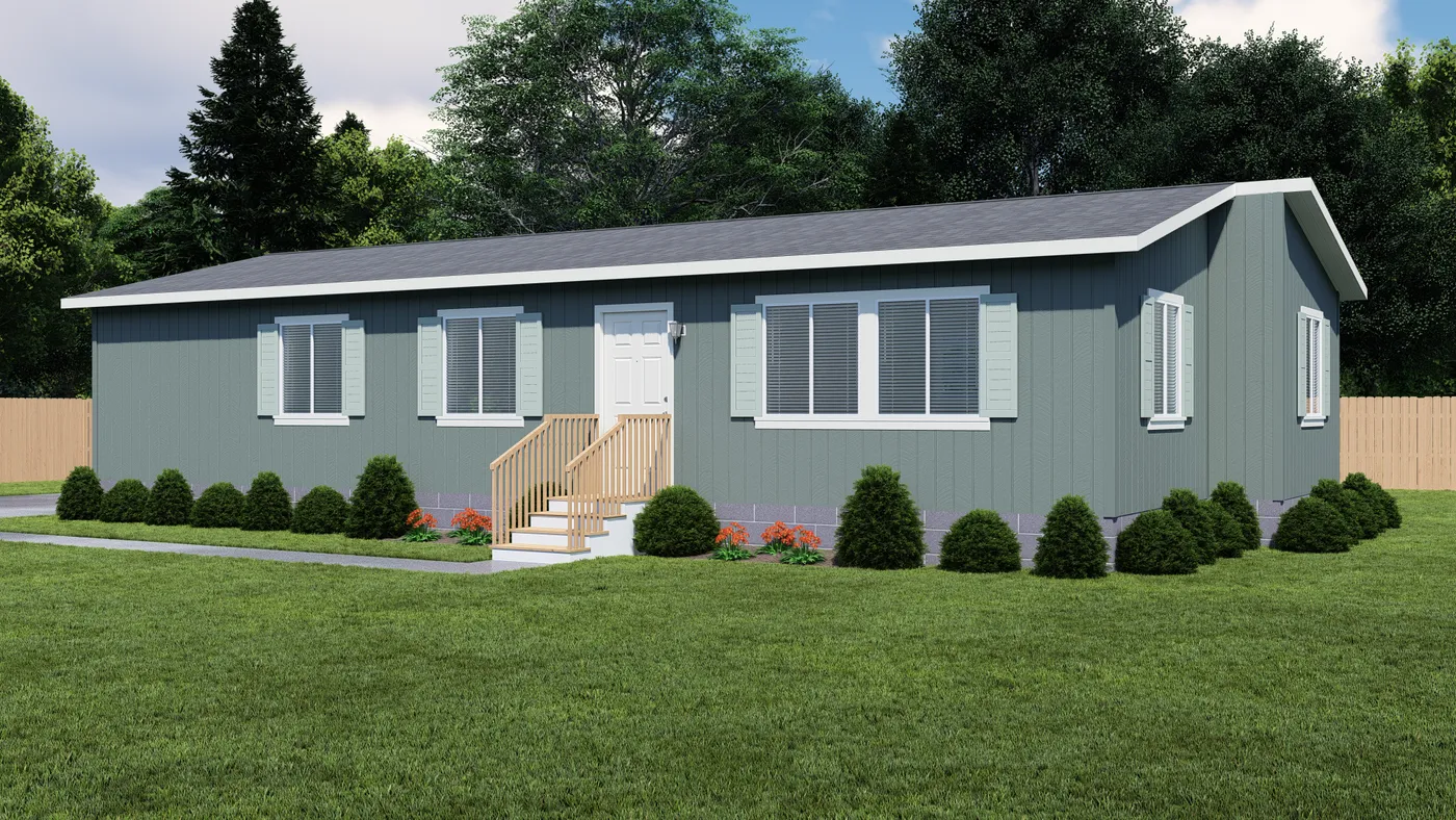 The FAIRPOINT 24523H Standard Exterior. This Manufactured Mobile Home features 3 bedrooms and 2 baths.