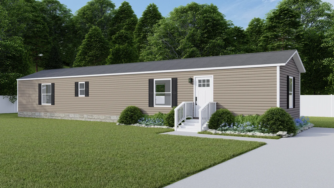The TIDE Exterior. This Manufactured Mobile Home features 2 bedrooms and 2 baths.