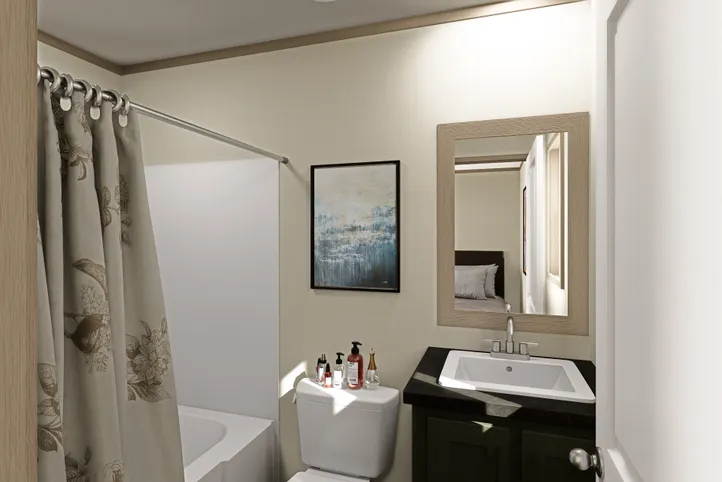 The CORTES Exterior. This Manufactured Mobile Home features 2 bedrooms and 2 baths.