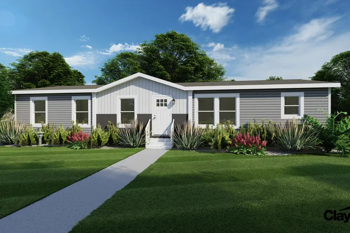 The BREEZE FARMHOUSE Exterior. This Manufactured Mobile Home features 3 bedrooms and 2 baths.