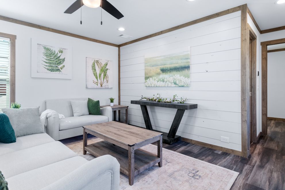 The LEVI Exterior. This Manufactured Mobile Home features 2 bedrooms and 2 baths.
