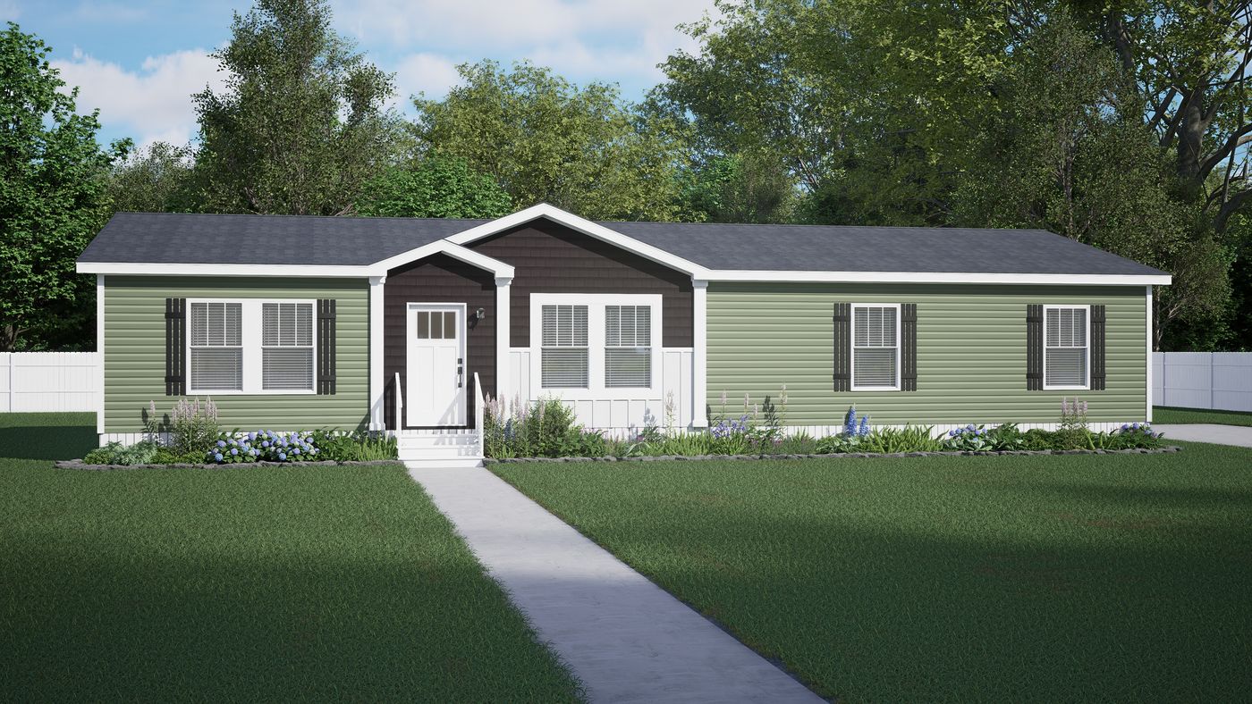 The THE VOGUE 60 Exterior. This Manufactured Mobile Home features 3 bedrooms and 2 baths.