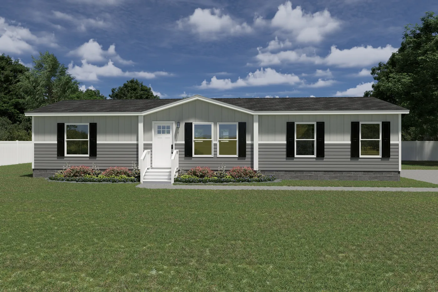 The EXPLORER Exterior. This Manufactured Mobile Home features 3 bedrooms and 2 baths.