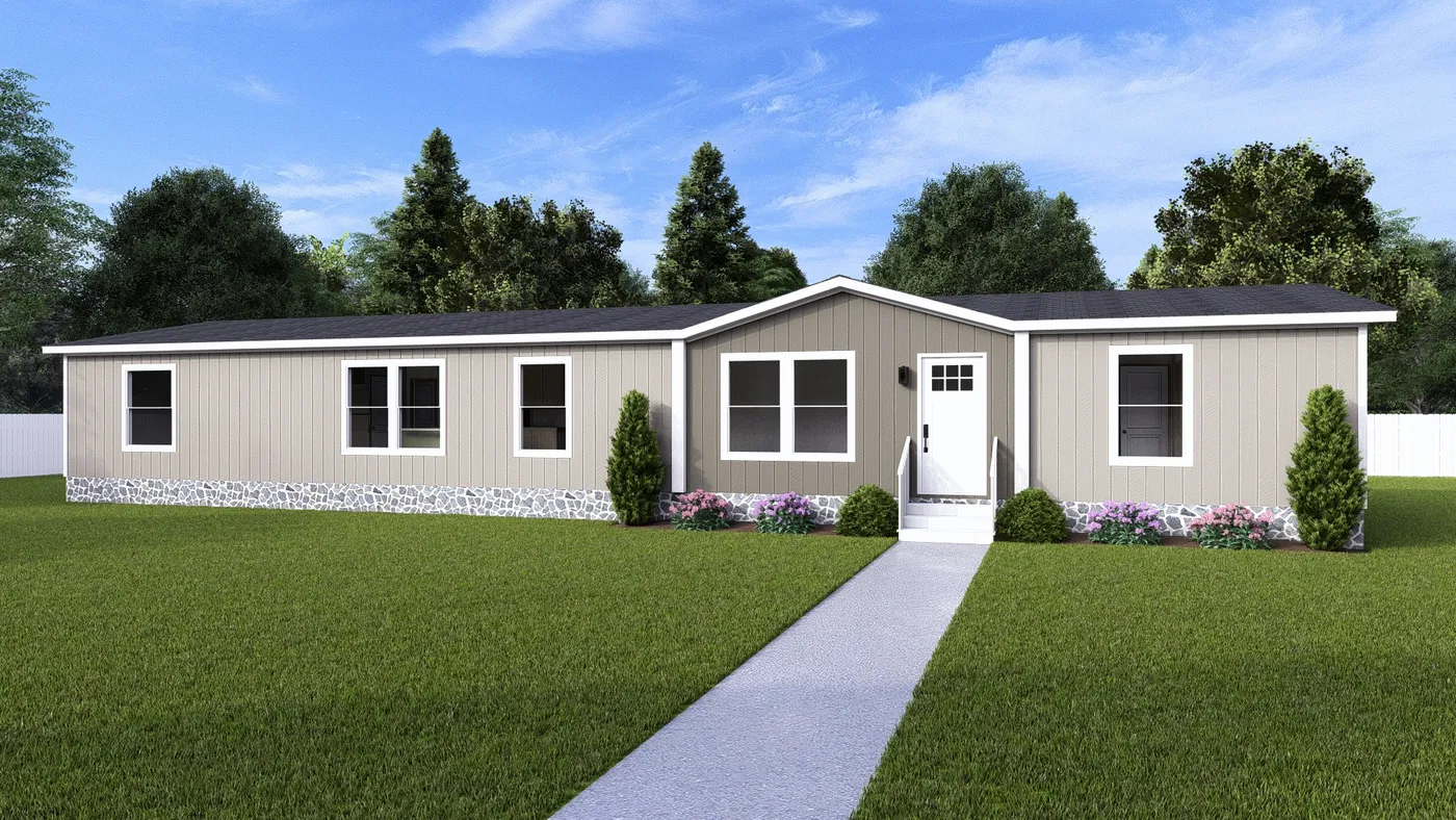 The RAINIER Exterior. This Manufactured Mobile Home features 4 bedrooms and 3 baths.