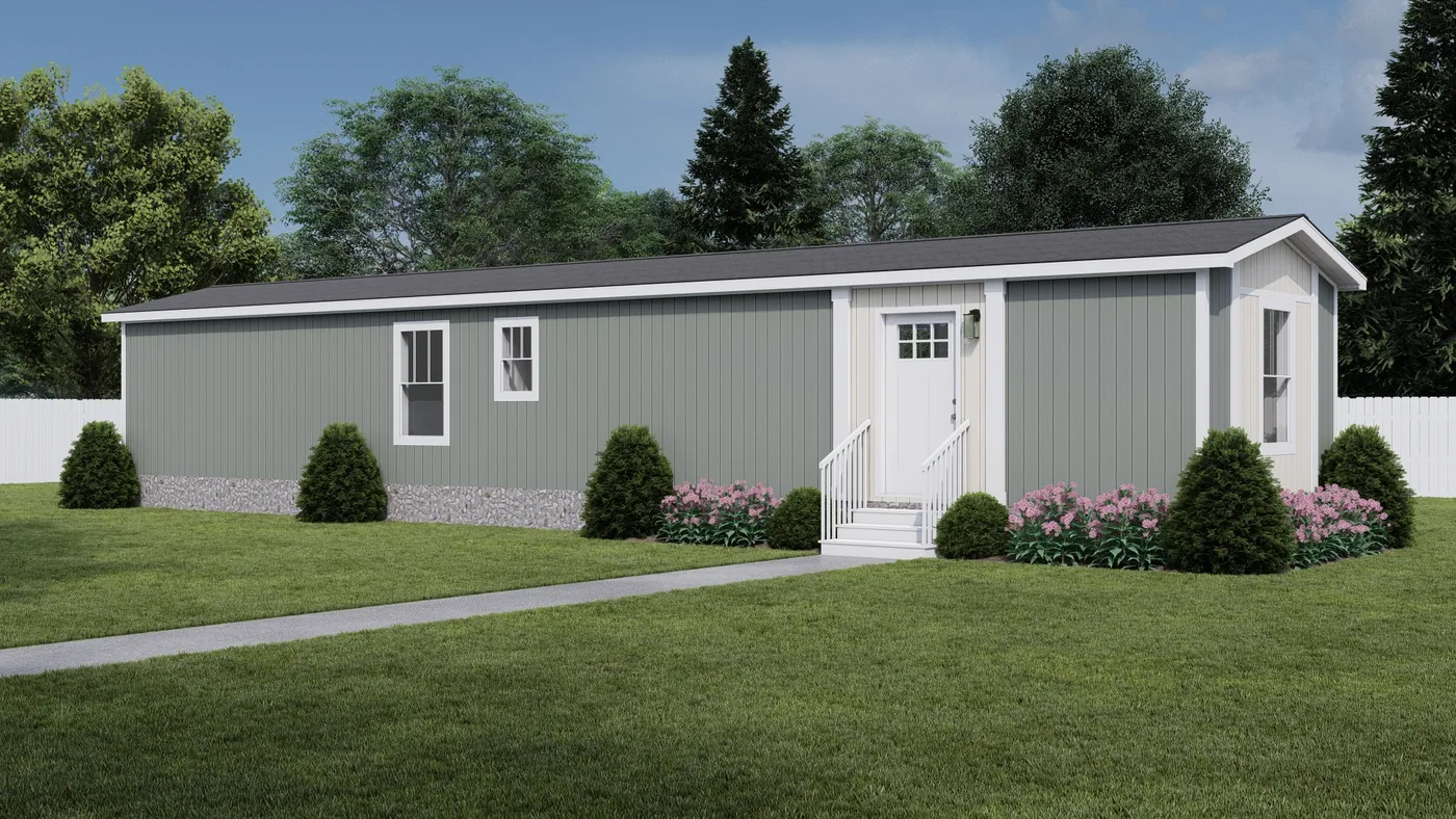 The RESPECT Exterior. This Manufactured Mobile Home features 2 bedrooms and 2 baths.