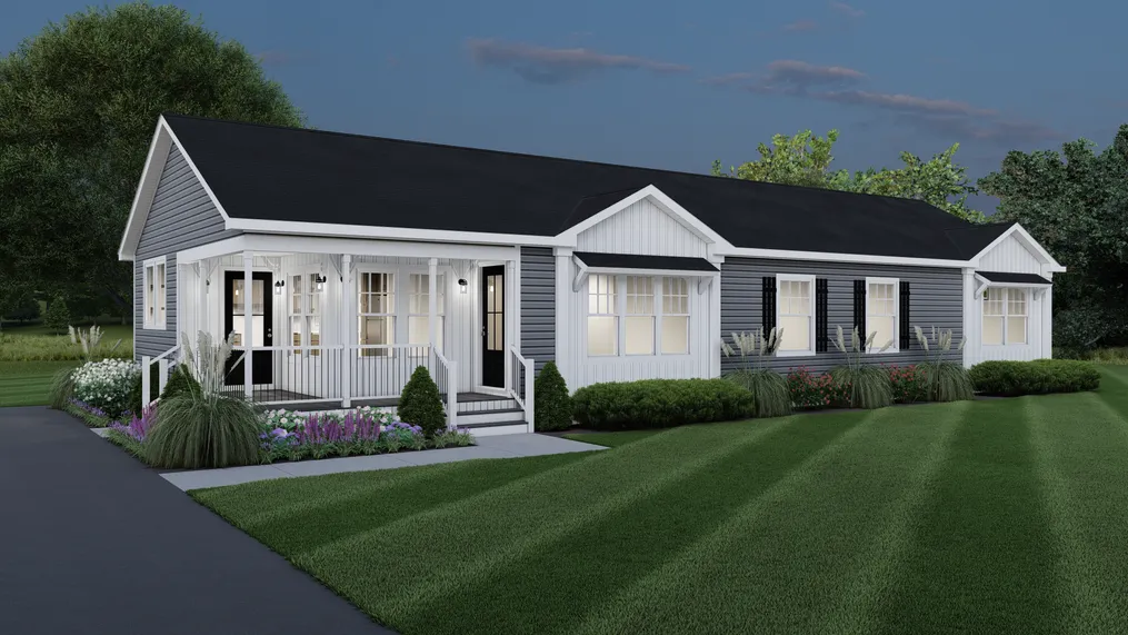 The 1440 CAROLINA 4BR BELLE Exterior. This Manufactured Mobile Home features 4 bedrooms and 2 baths.