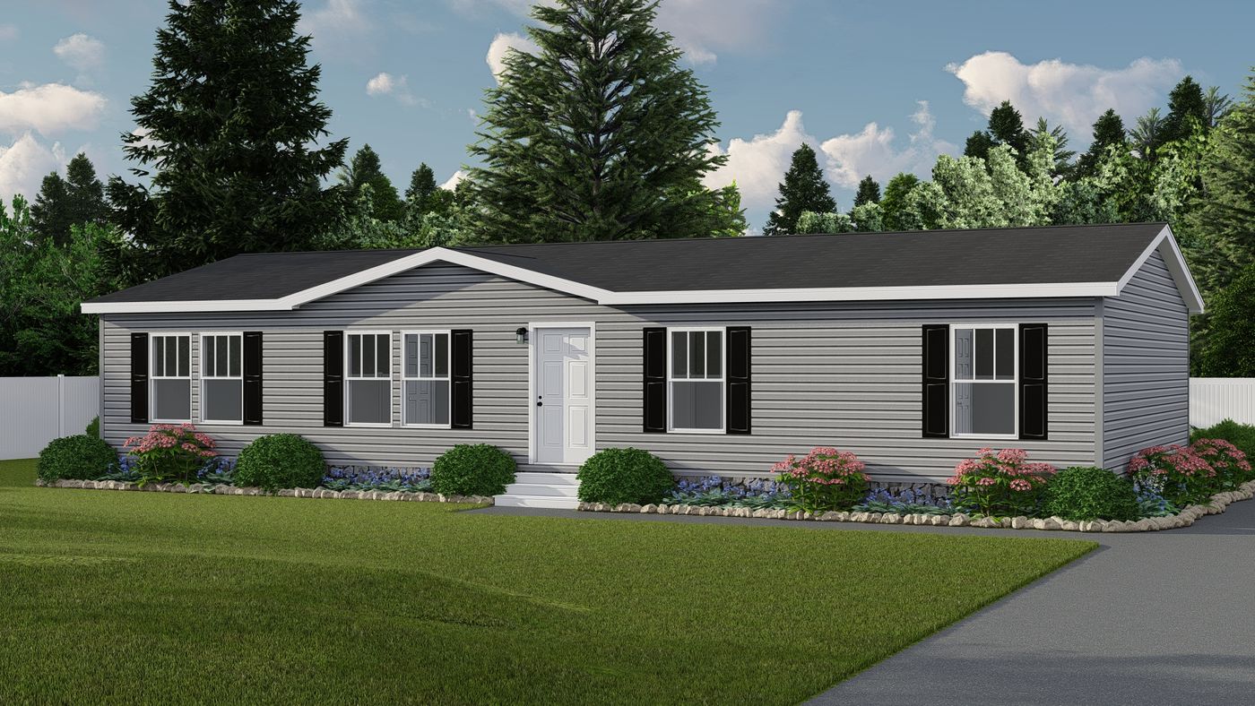 The ELM ST/5628-MS018-1 SECT Exterior. This Manufactured Mobile Home features 3 bedrooms and 2 baths.