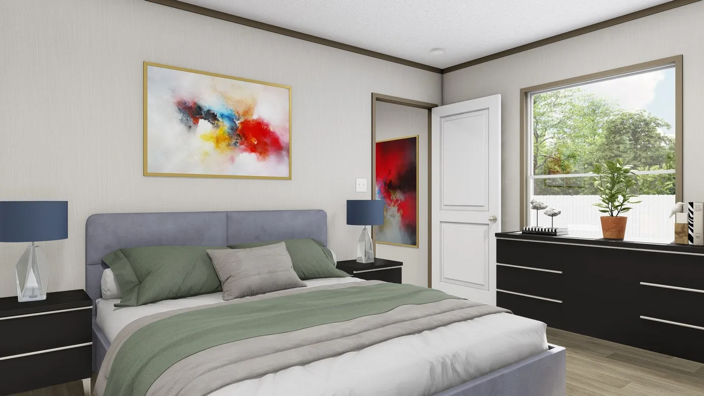 The CORTES 6414-1460 Exterior. This Manufactured Mobile Home features 2 bedrooms and 2 baths.