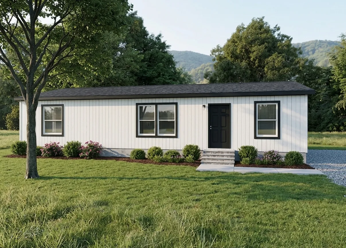 The SLE 481F Exterior. This Manufactured Mobile Home features 3 bedrooms and 2 baths.