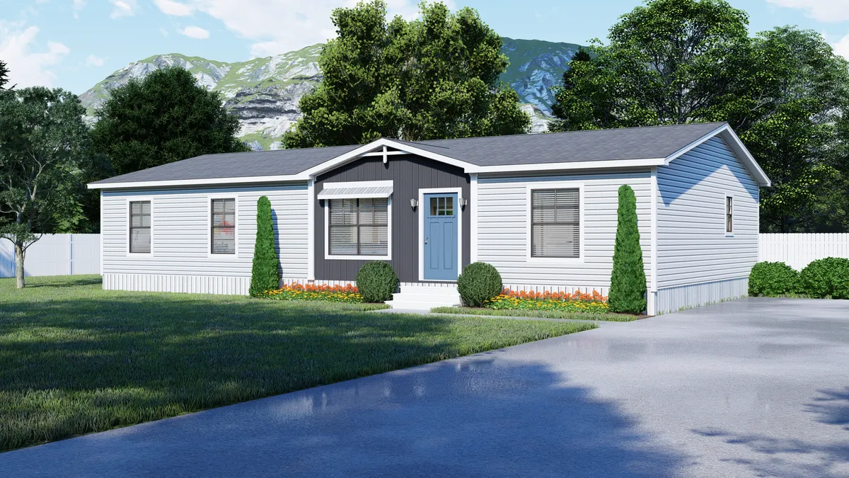 The EMILIE ELITE Exterior. This Manufactured Mobile Home features 3 bedrooms and 2 baths.