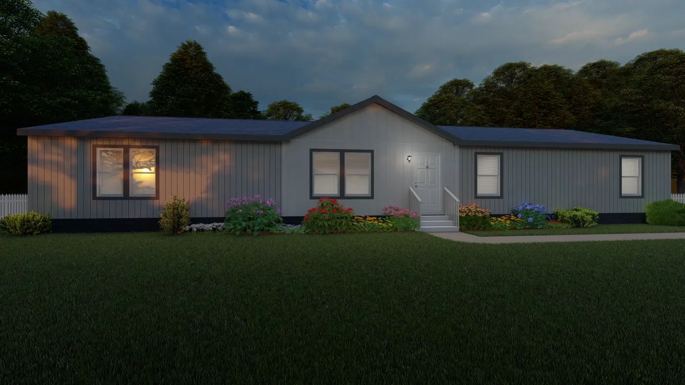 The 2028 COLUMBIA RIVER (NEW) Exterior. This Manufactured Mobile Home features 4 bedrooms and 2 baths.