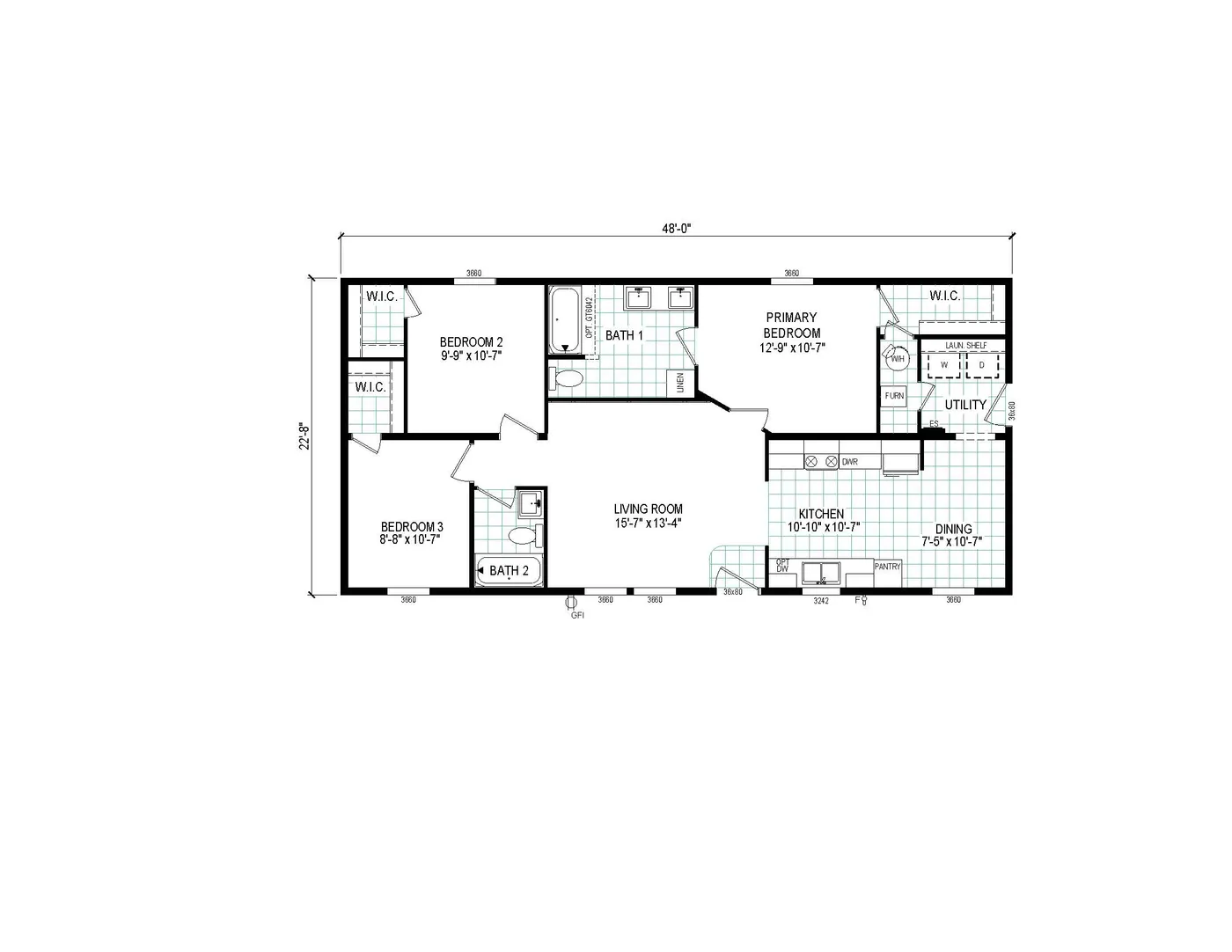 The 4824-E734 THE PULSE Exterior. This Manufactured Mobile Home features 3 bedrooms and 2 baths.