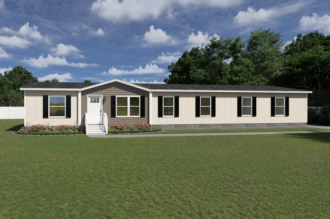 The SNOWCAP Exterior. This Manufactured Mobile Home features 4 bedrooms and 3 baths.