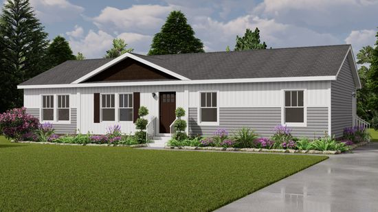 The QUIET HARBOR/5628-MS046-1 SECT Exterior. This Manufactured Mobile Home features 3 bedrooms and 3 baths.