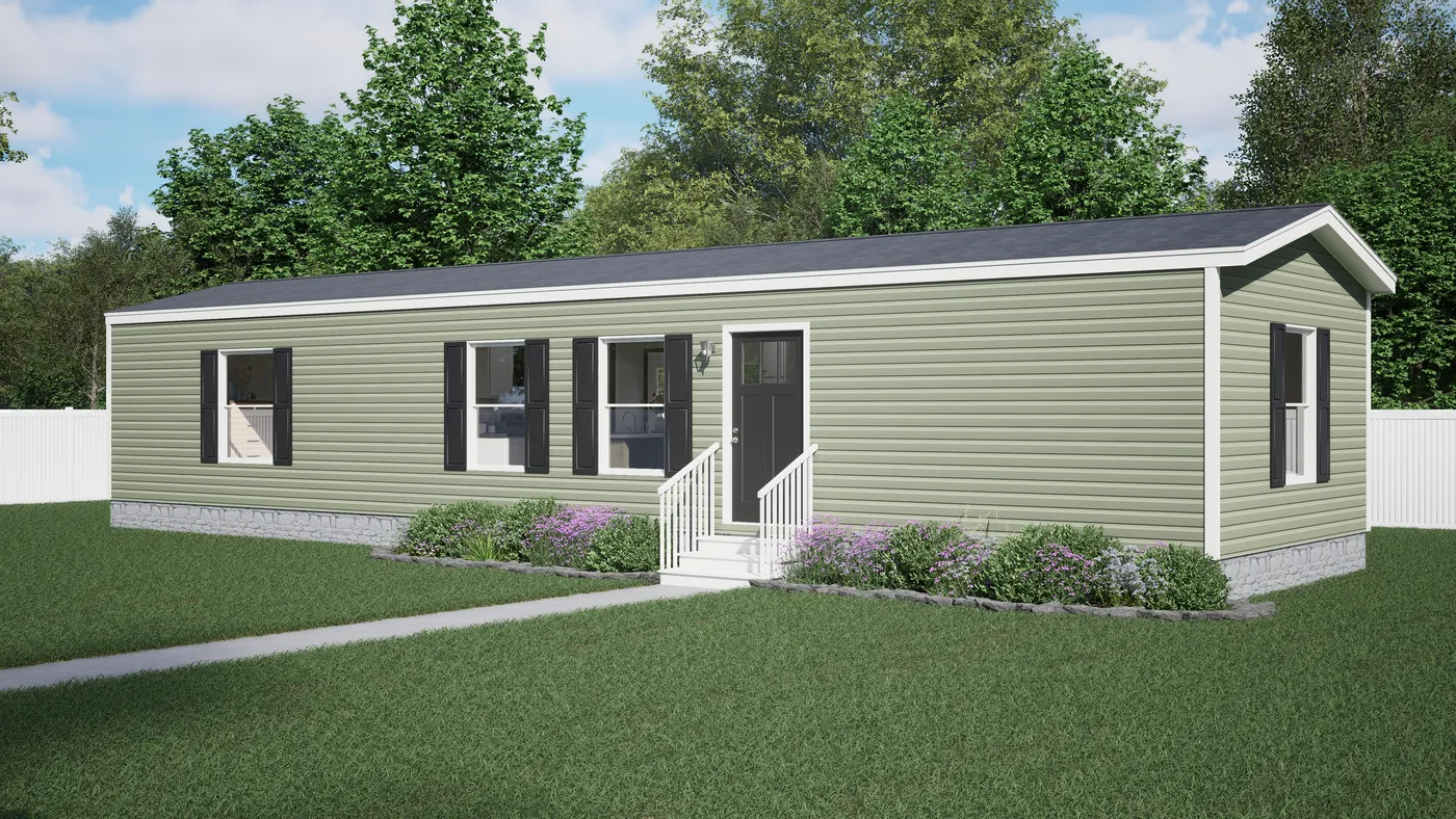 The SPIRIT Exterior. This Manufactured Mobile Home features 2 bedrooms and 2 baths.