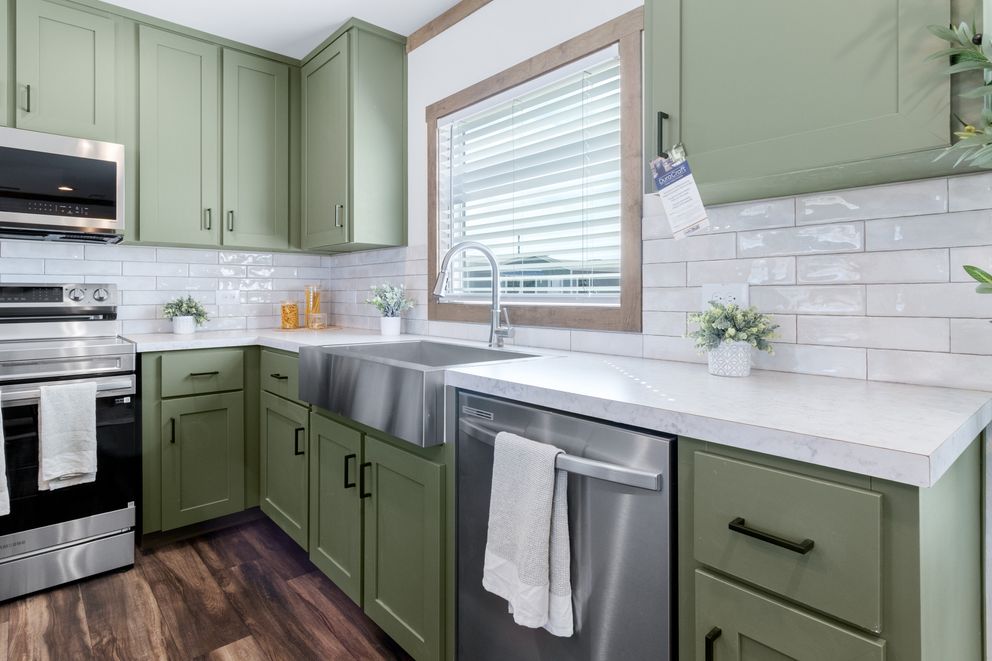 The LEVI Exterior. This Manufactured Mobile Home features 2 bedrooms and 2 baths.