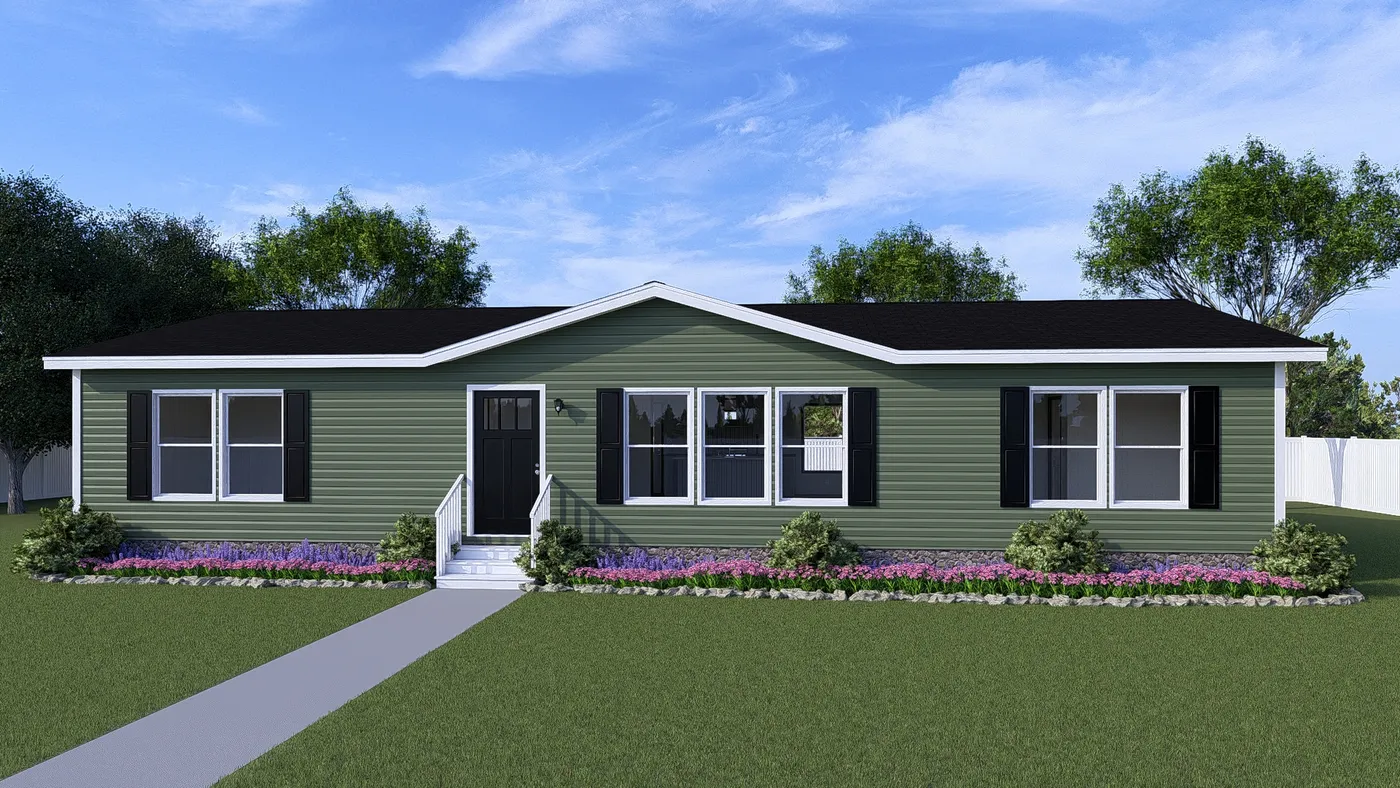 The DISCOVER Exterior. This Manufactured Mobile Home features 3 bedrooms and 2 baths.