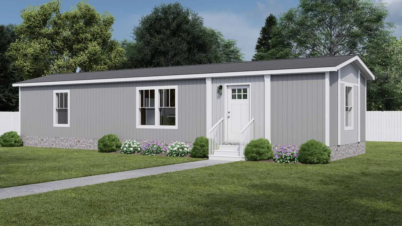 The LAYLA Exterior. This Manufactured Mobile Home features 2 bedrooms and 1 bath.