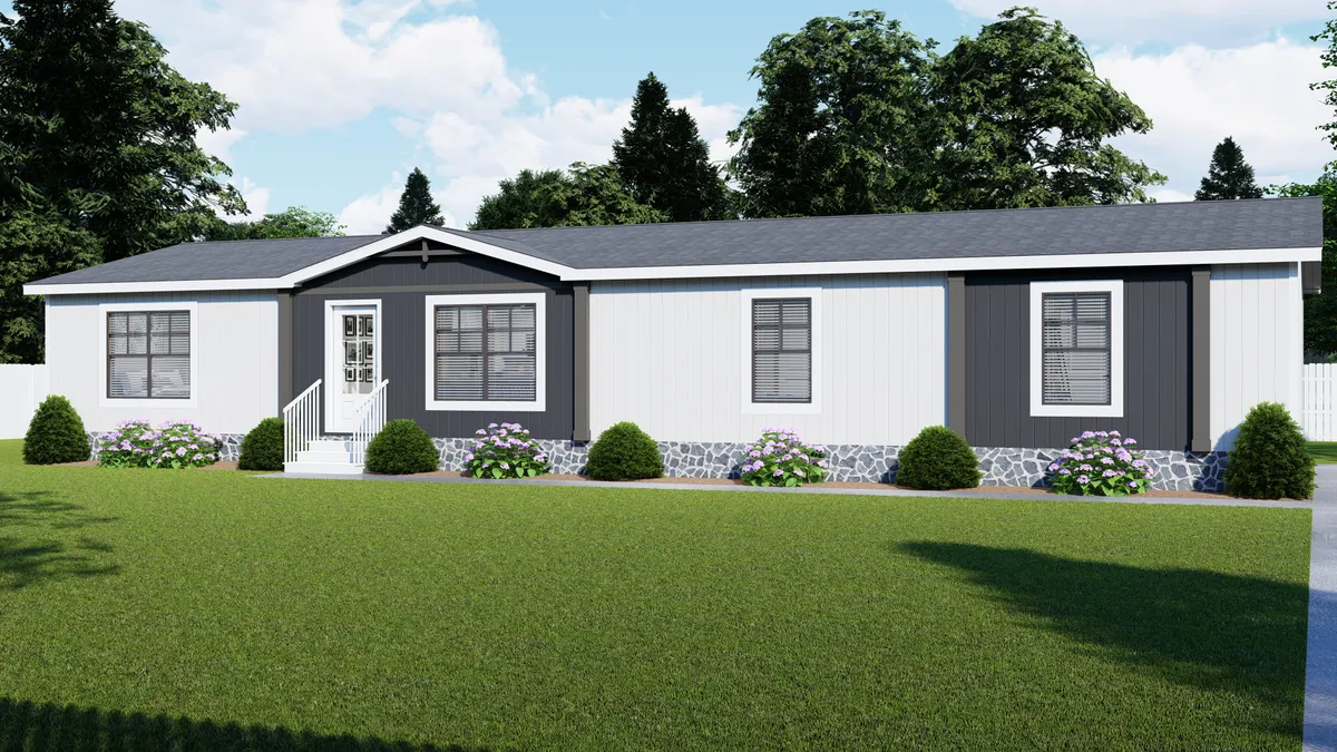 The EVERETT Exterior. This Manufactured Mobile Home features 4 bedrooms and 3 baths.