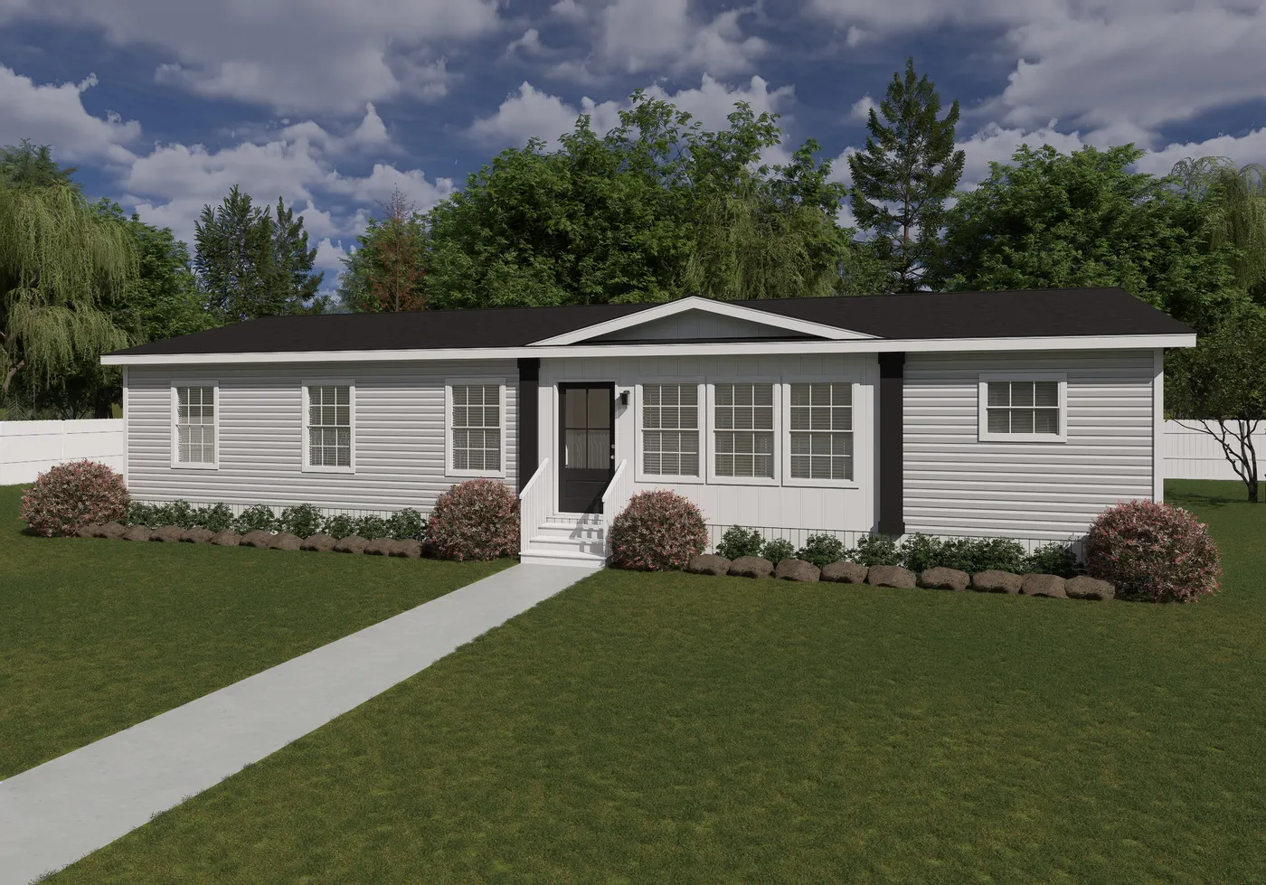 The M780 ISLAND BREEZE HUD Exterior. This Manufactured Mobile Home features 3 bedrooms and 2 baths.