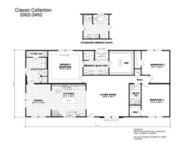 The 2062 CLASSIC Exterior. This Manufactured Mobile Home features 3 bedrooms and 2 baths.