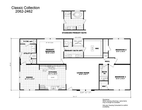 The 2062 CLASSIC Exterior. This Manufactured Mobile Home features 3 bedrooms and 2 baths.