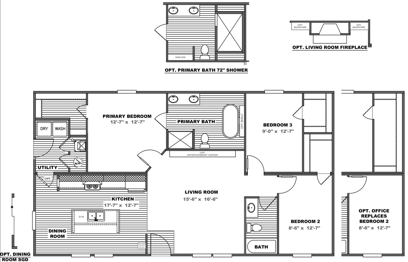 The THE FUSION C Floor Plan. This Manufactured Mobile Home features 3 bedrooms and 2 baths.