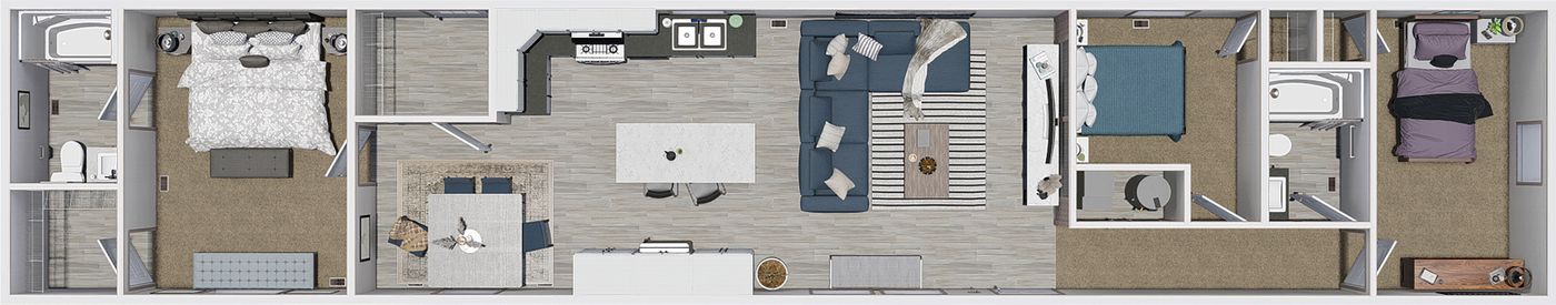 The 7616-4714 THE PULSE Floor Plan. This Manufactured Mobile Home features 3 bedrooms and 2 baths.