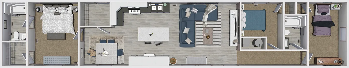 The 7616-4714 THE PULSE Floor Plan. This Manufactured Mobile Home features 3 bedrooms and 2 baths.