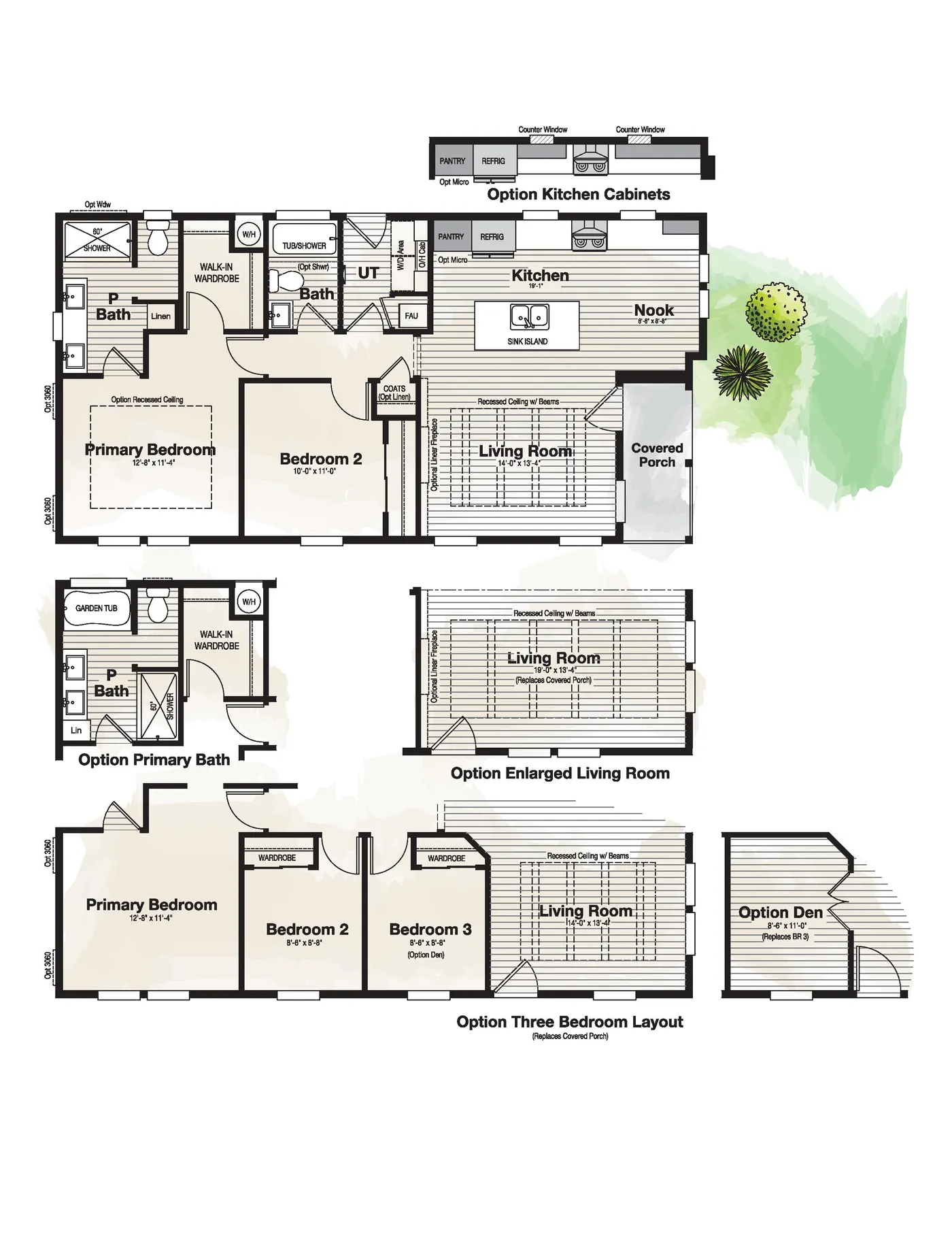 The CORONADO 2446B Floor Plan. This Manufactured Mobile Home features 2 bedrooms and 2 baths.