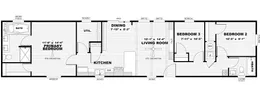The ANNIVERSARY 16683B Floor Plan. This Manufactured Mobile Home features 3 bedrooms and 2 baths.