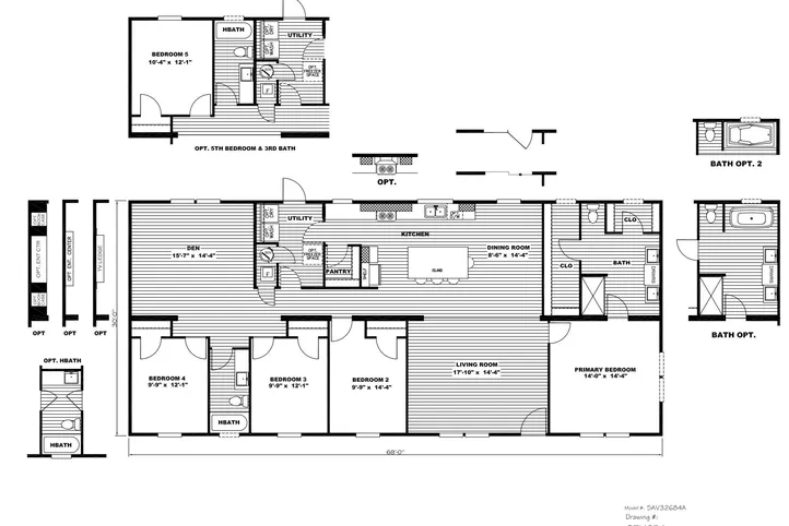 The LOCKLEAR Floor Plan. This Home features 4 bedrooms and 2 baths.