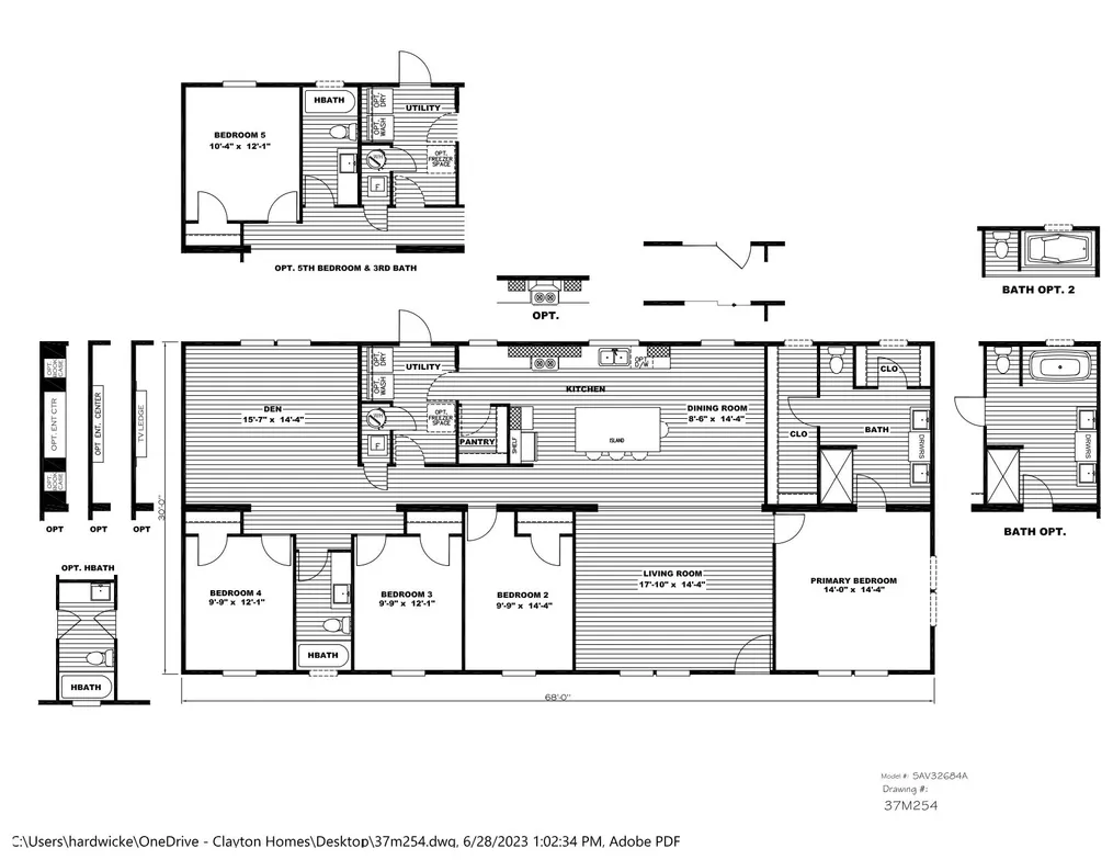 The LOCKLEAR Floor Plan. This Home features 4 bedrooms and 2 baths.