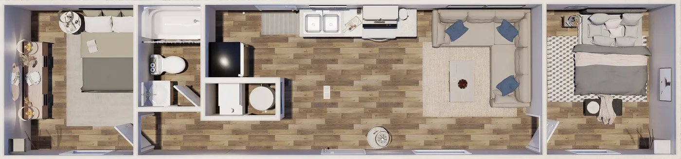 The TULIP Floor Plan. This Manufactured Mobile Home features 2 bedrooms and 1 bath.