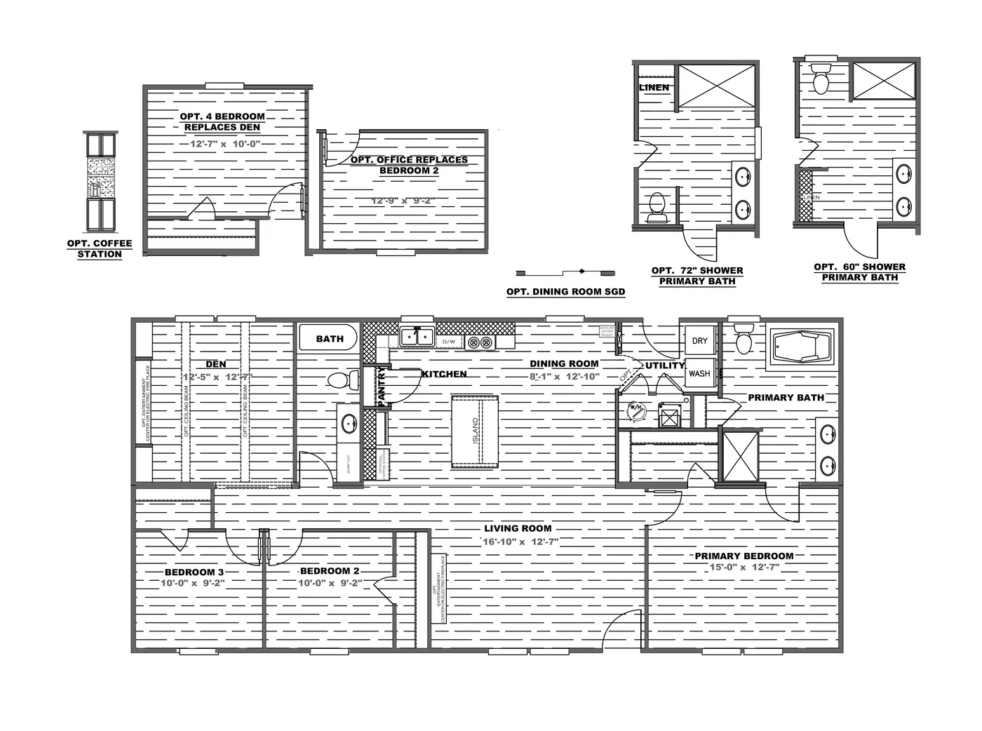 The THE MOUNTAINEER 56 Floor Plan. This Manufactured Mobile Home features 3 bedrooms and 2 baths.