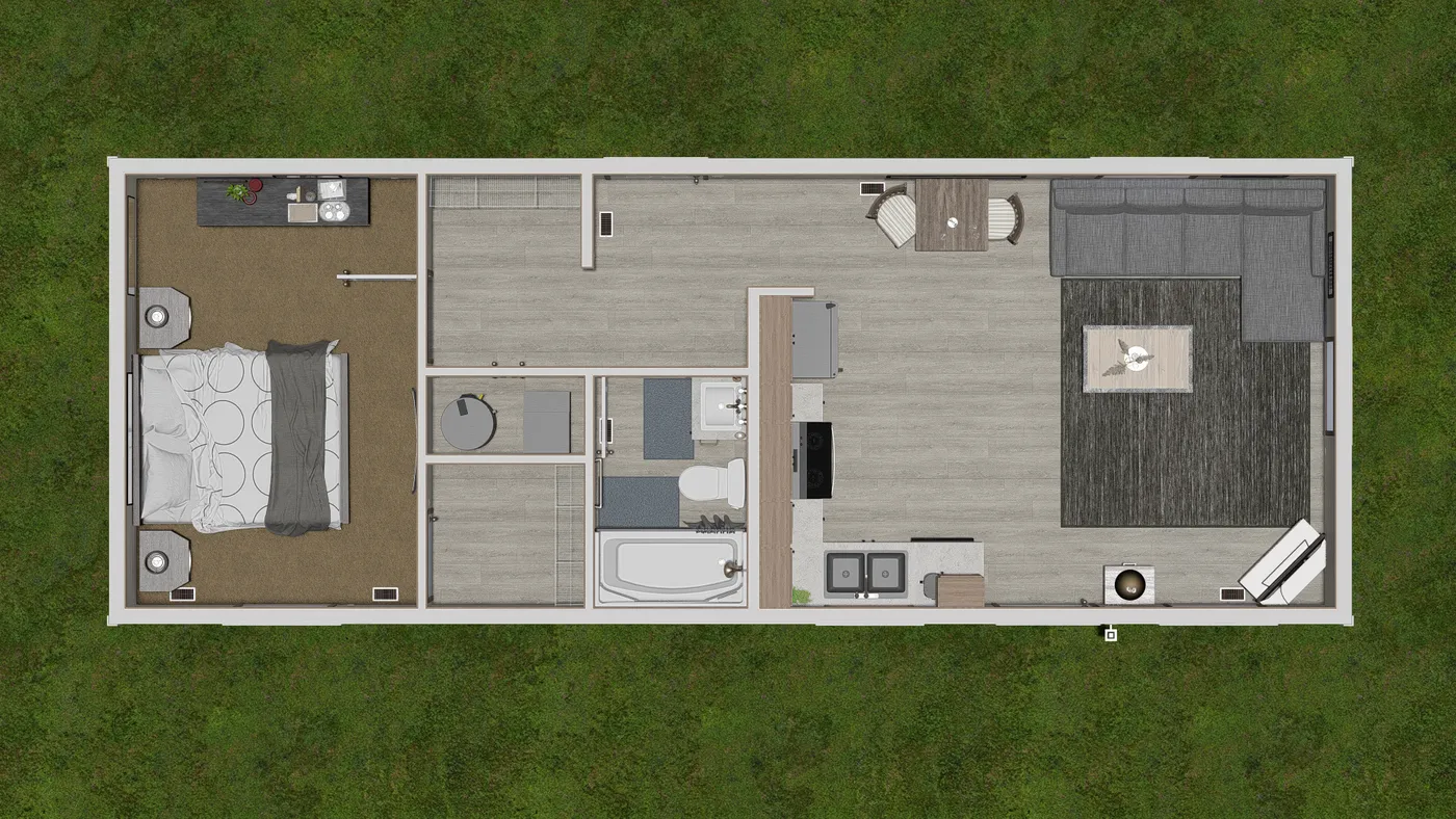 The 4016-4770 THE PULSE Floor Plan. This Manufactured Mobile Home features 1 bedroom and 1 bath.