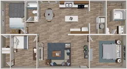 The SATISFACTION Floor Plan. This Manufactured Mobile Home features 3 bedrooms and 2 baths.