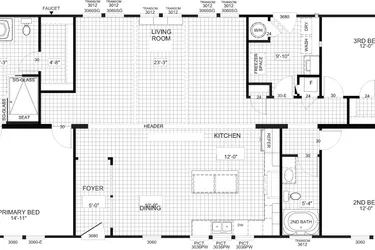 The THE SUMNER Floor Plan. This Manufactured Mobile Home features 3 bedrooms and 2 baths.